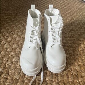 Forever21 White Combat Boots